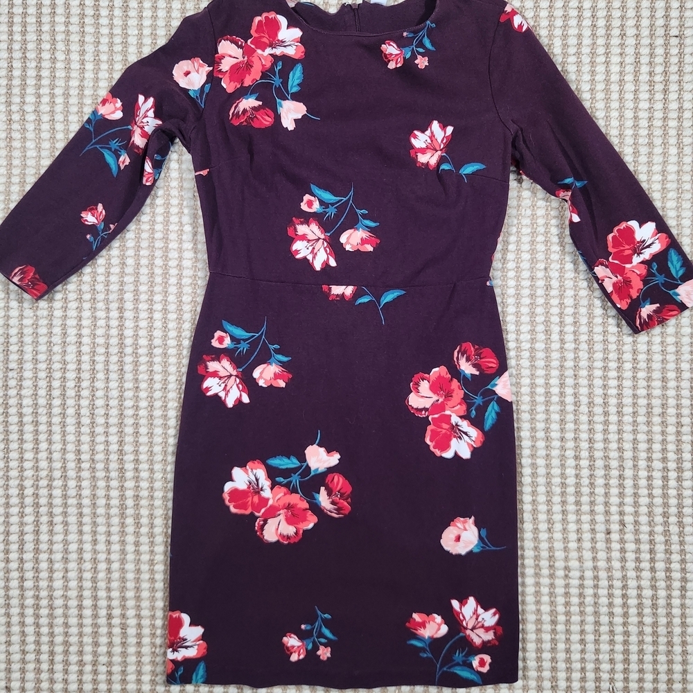 Old Navy Dark Purple Floral Long Sleeve Dress